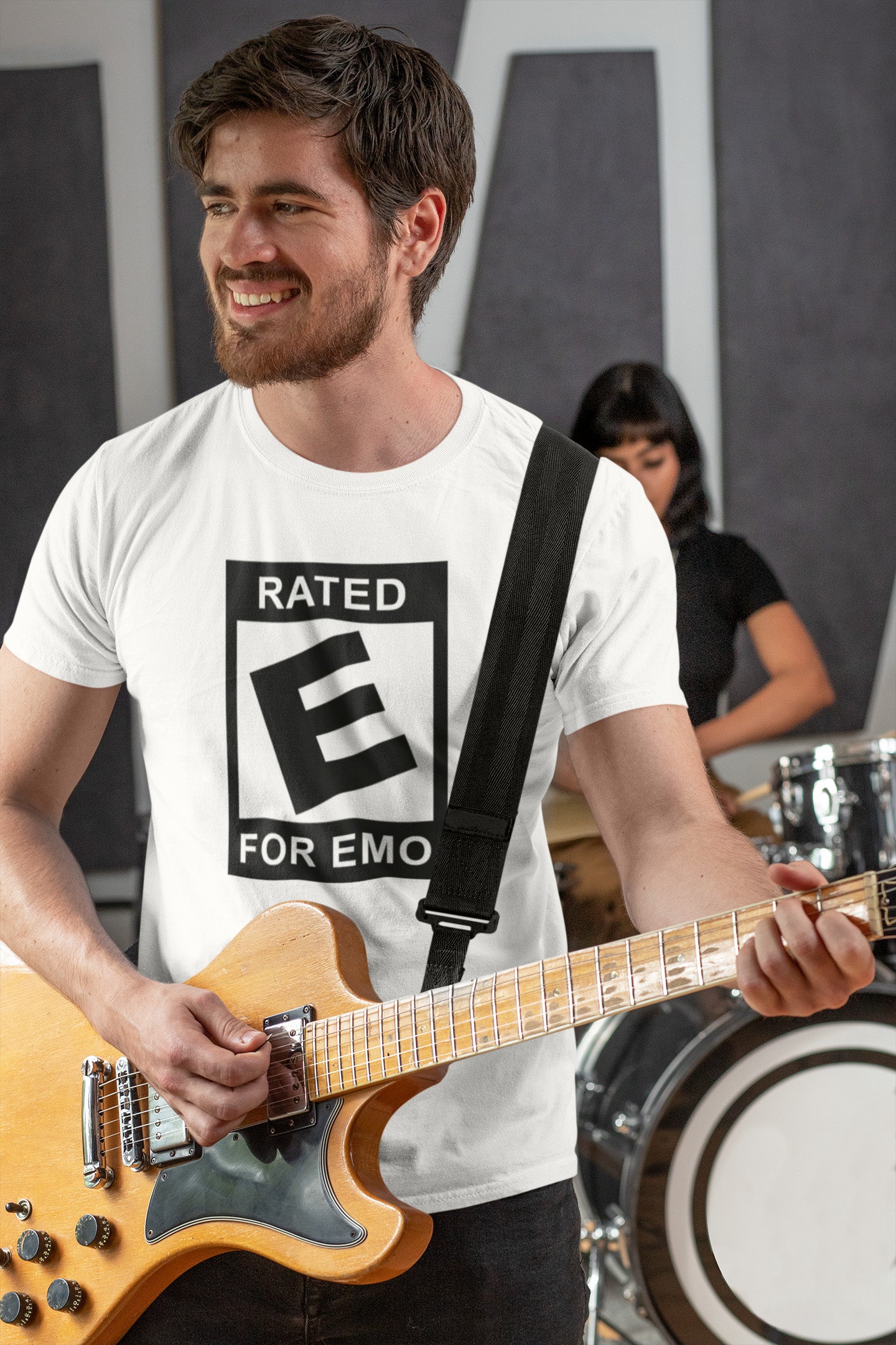 “Rated E for Emo” Short-Sleeve Unisex White Tee