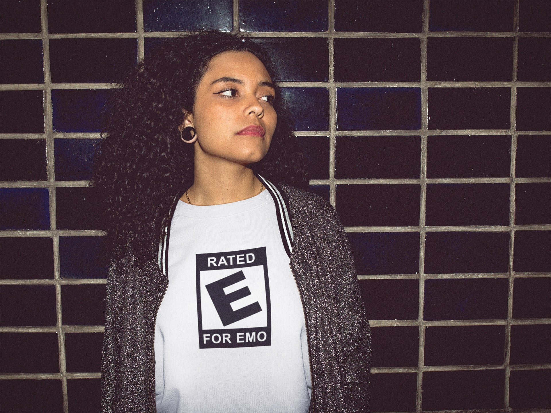 “Rated E for Emo” Short-Sleeve Unisex White Tee